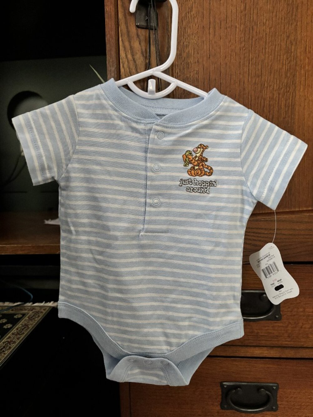 Disney Baby Tigger 2-Piece Outfit NWT 0-3 Months Blue Striped Bodysuit & Bloomer